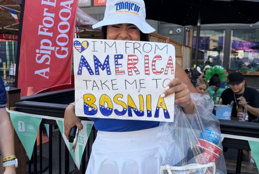 'I am from America / Take me to Bosnia!'