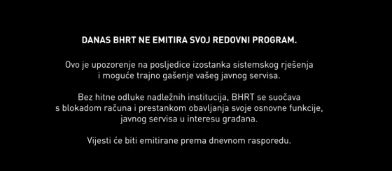 Privremeno prekinut program BHRT-a